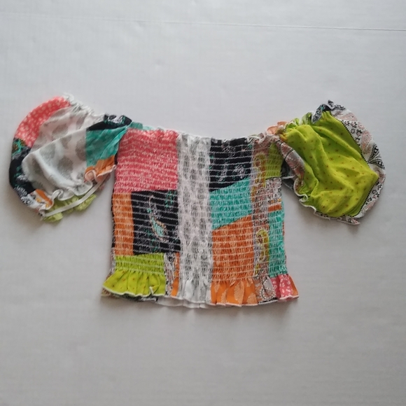 Smocked Patchwork Top/Peasant Top - Picture 1 of 9